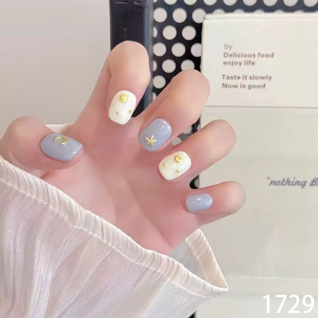 Gold Seashell & Celestial Short Squoval