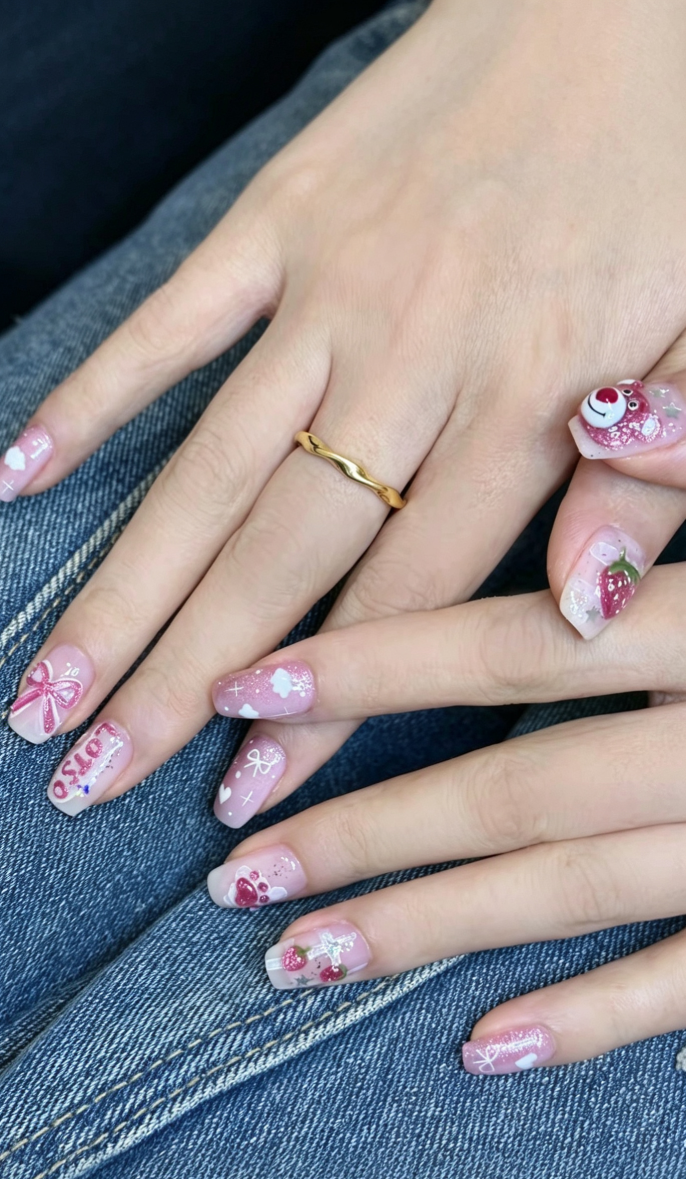Hand-Painted Strawberry Bear