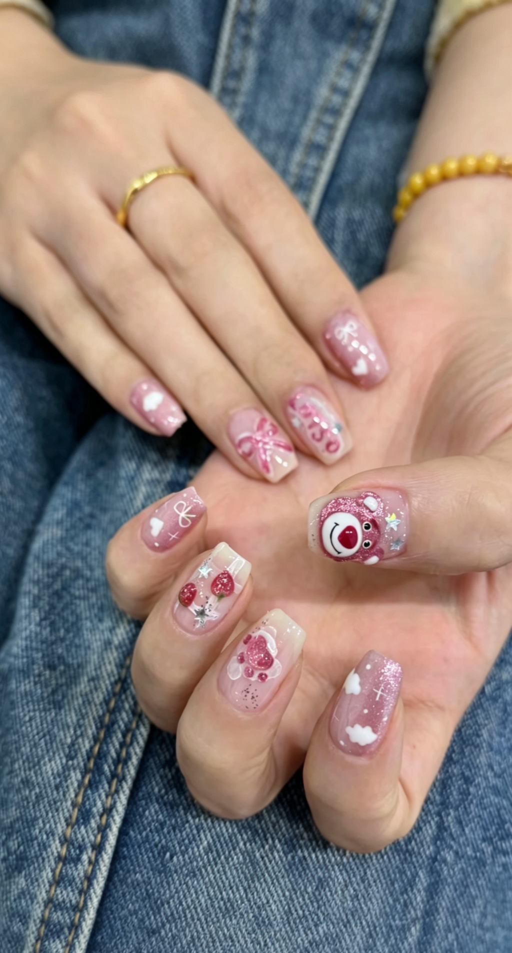 Hand-Painted Strawberry Bear