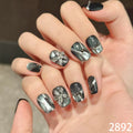 Charcoal Cat-Eye & Silver Floral Medium Squoval