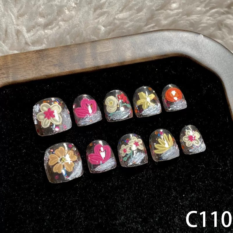 3D Clear Floral Short Round