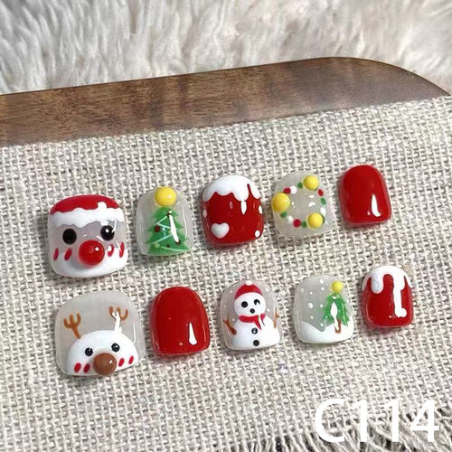 3D Christmas Santa & Reindeer Short Round