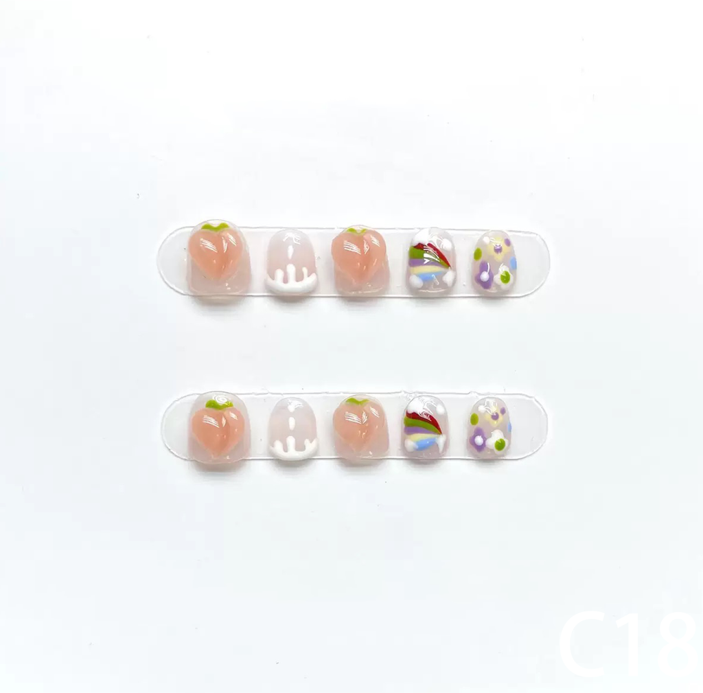 3D Peach & Rainbow Short Round