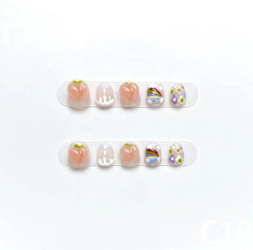 3D Peach & Rainbow Short Round