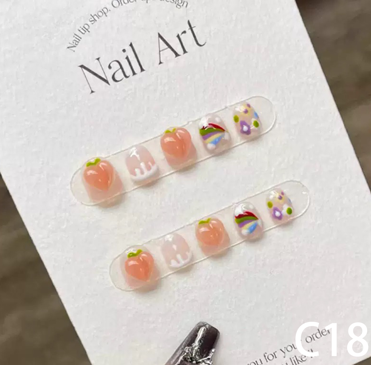 3D Peach & Rainbow Short Round