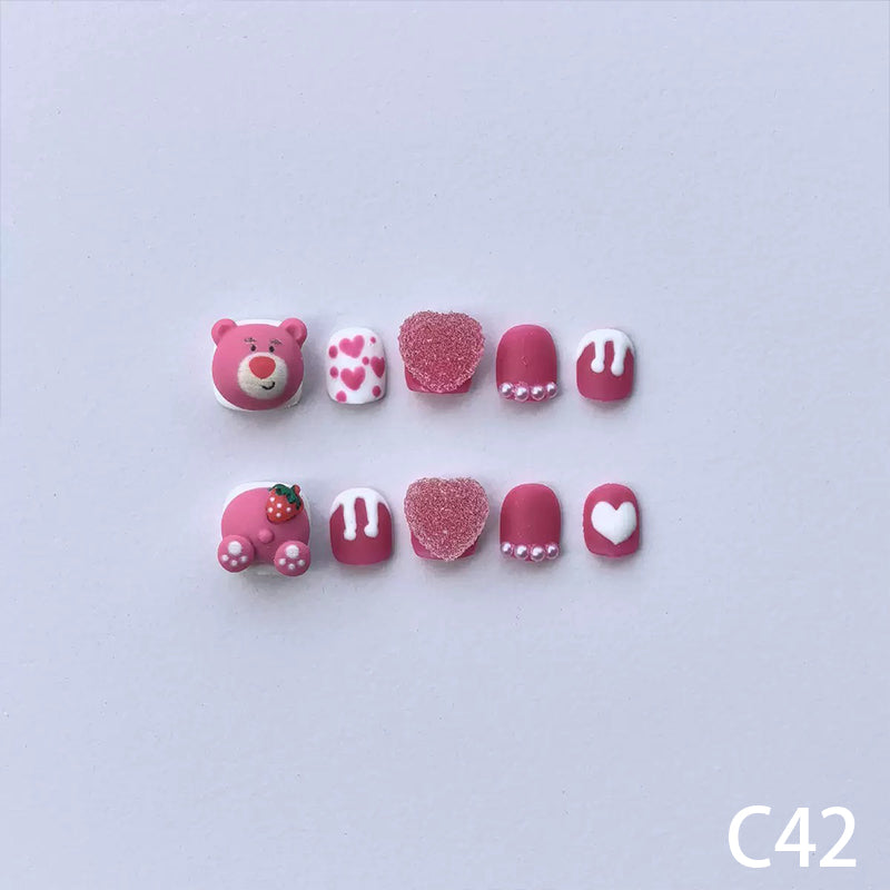 3D Pink Bear & Heart Short Round