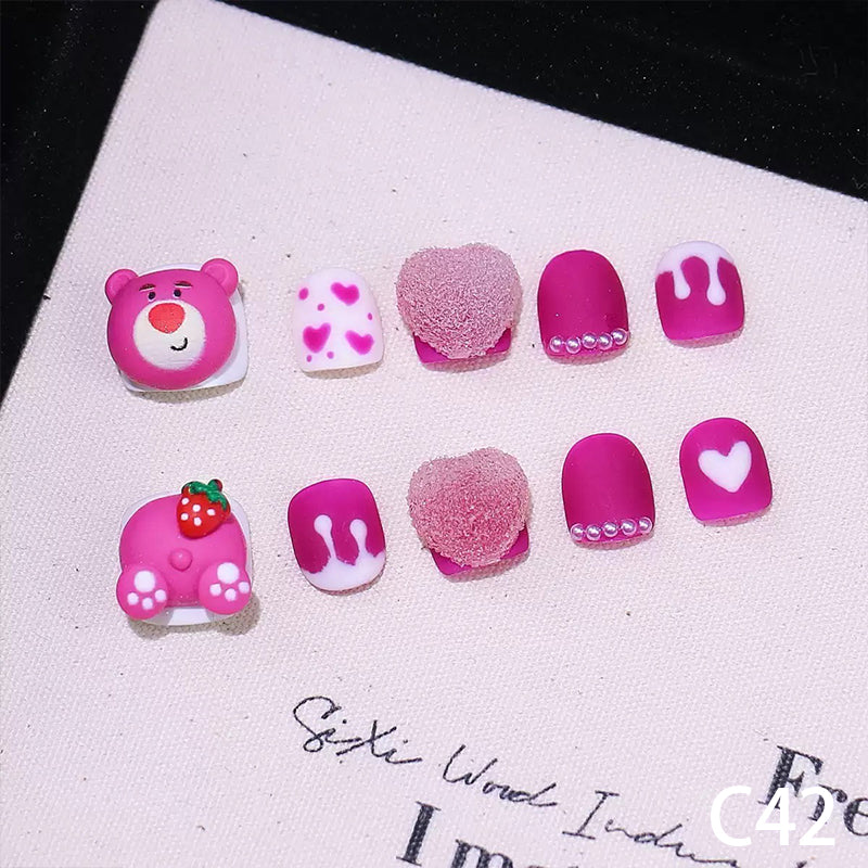 3D Pink Bear & Heart Short Round