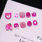 3D Pink Bear & Heart Short Round