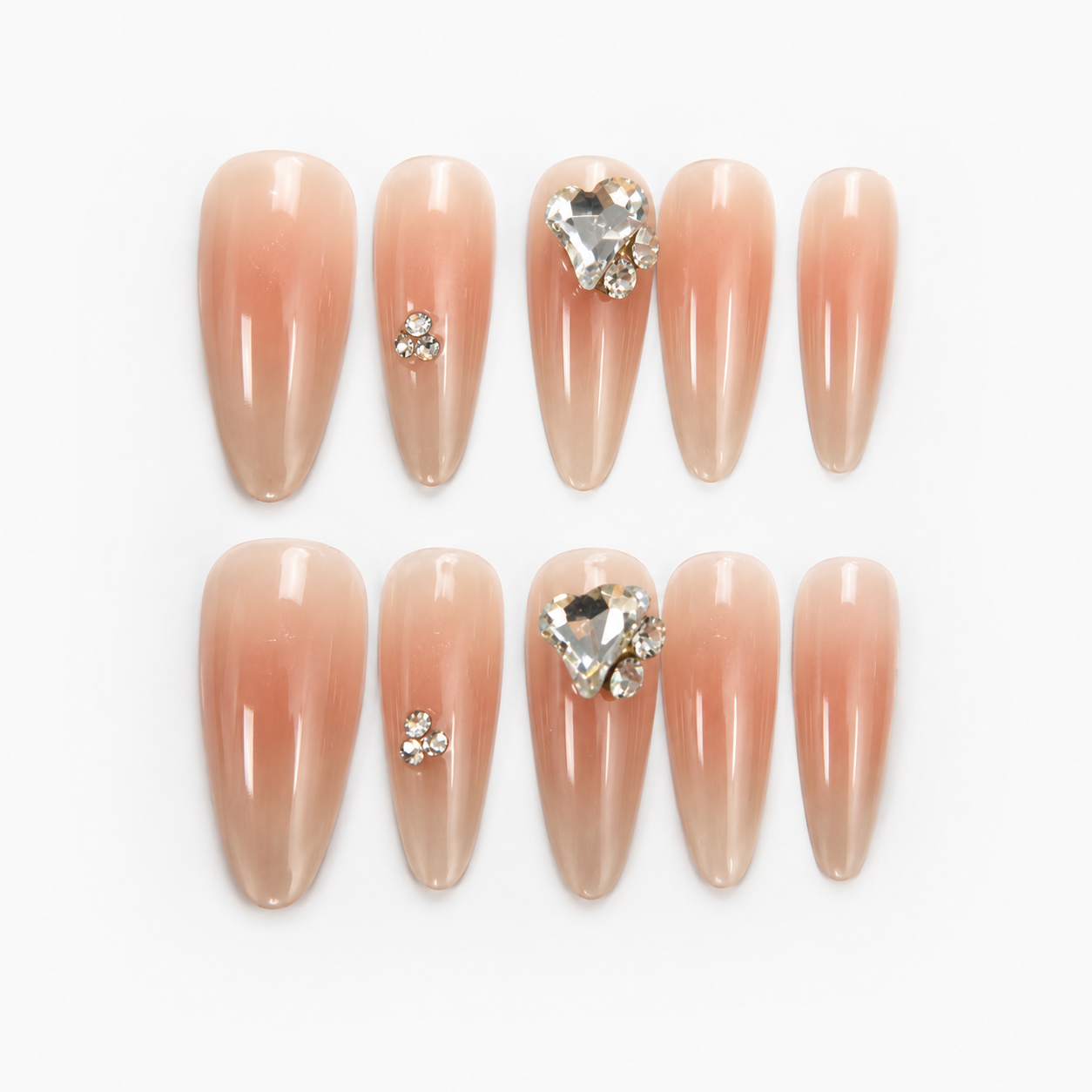 Custom Nail Set — Crystal Nude + Your Print
