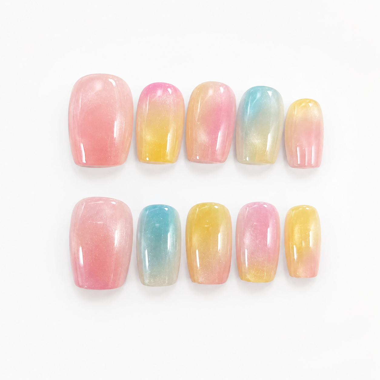 Custom Nail Set — Pastel Ombré + Your Print