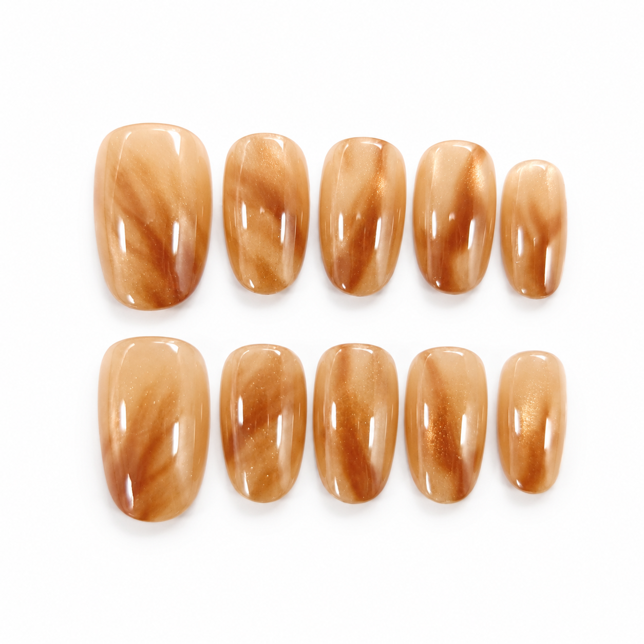 Custom Nail Set — Toffee Ombré + Your Print