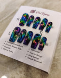 Cosmic Swirl Coffin Acrylic Nails