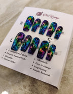 Cosmic Swirl Coffin Acrylic Nails