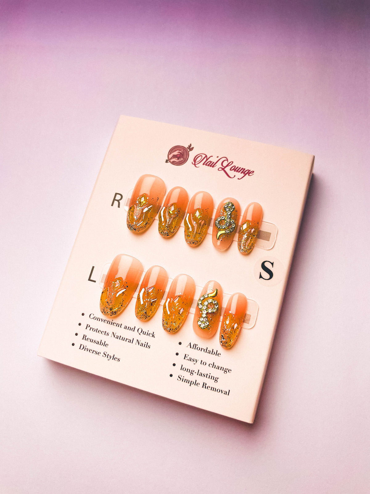 Gilded Snake Press-On Acrylic Nails – Medium Oval Shape