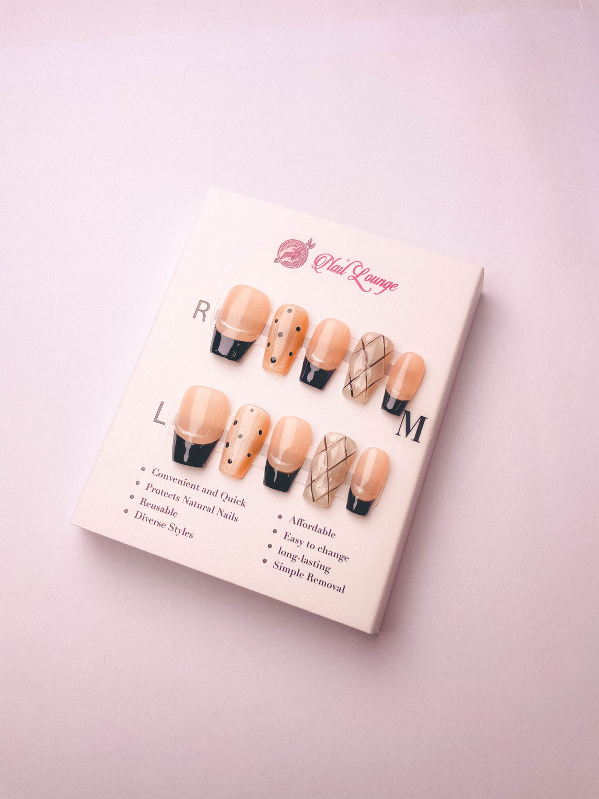 Heiress Chanel-Style Press-On Acrylic Nails – Medium Coffin Shape