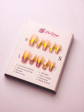Hand-Painted Aurora Press-On Acrylic Nails – Short Coffin Shape