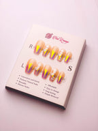 Hand-Painted Aurora Press-On Acrylic Nails – Short Coffin Shape