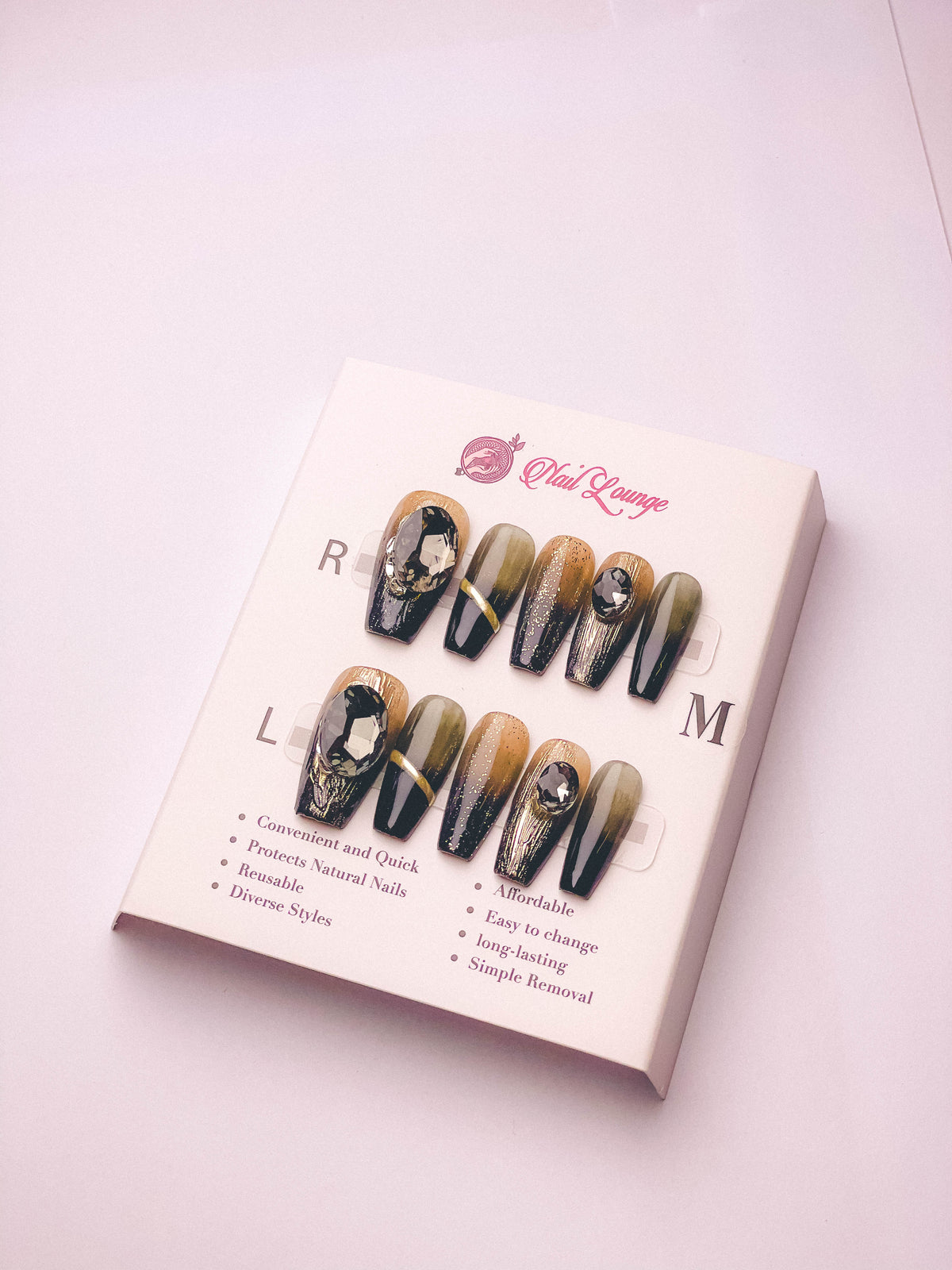 Night Elf Press-On Acrylic Nails – Medium Coffin Shape