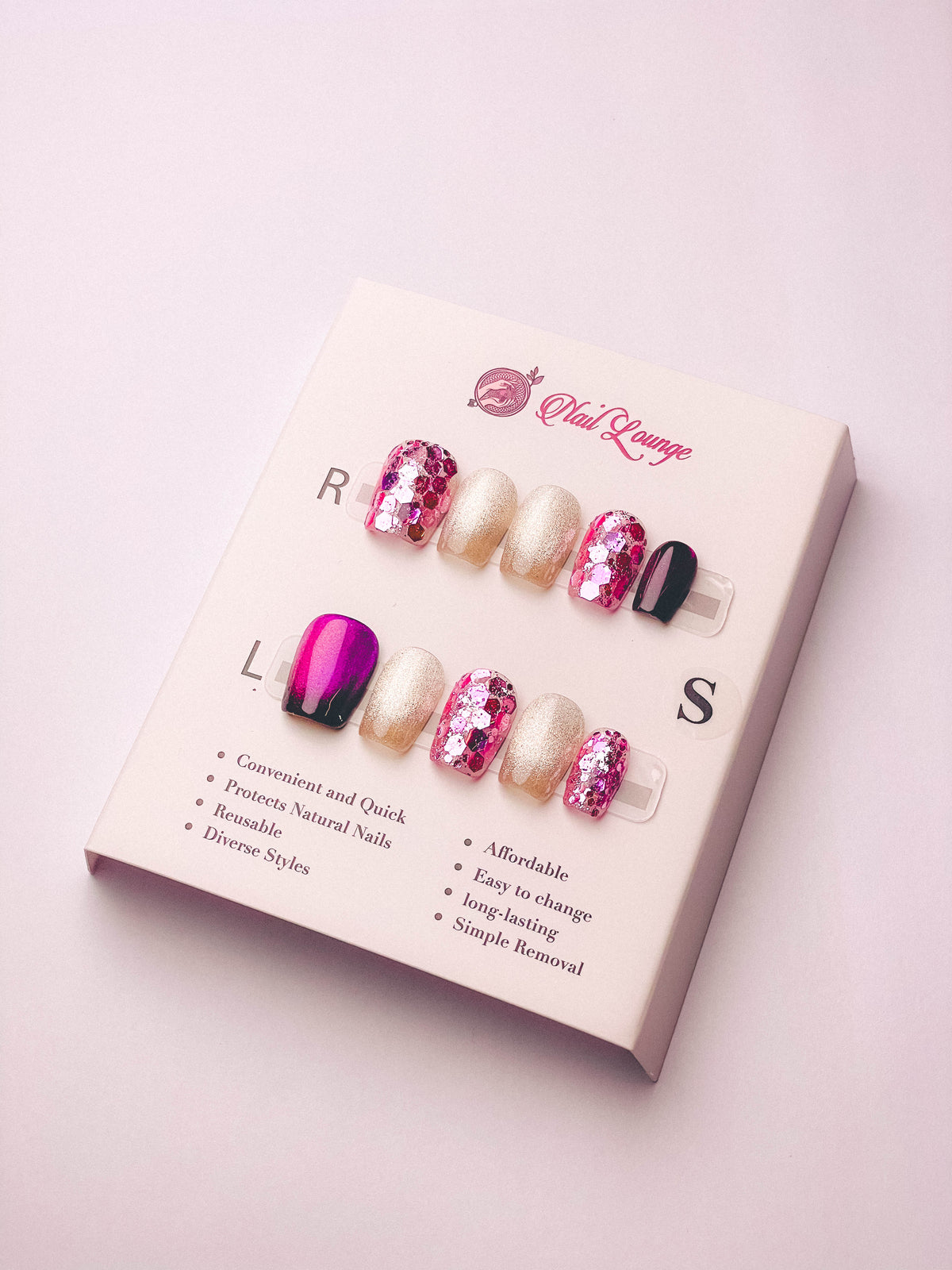 Cool Starlit Elegance Press-On Acrylic Nails – XS Coffin Shape