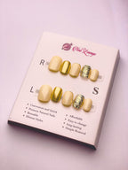 Champagne Sequins Press-On Acrylic Nails – Short Round Shape