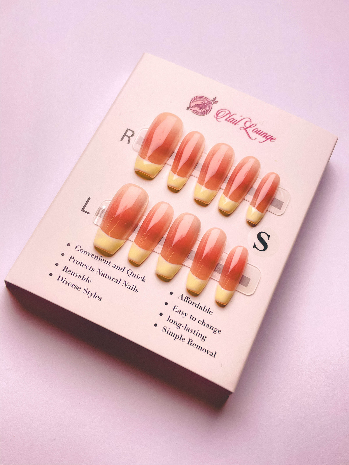 Custard French Tip Press-On Acrylic Nails – Medium Coffin Shape