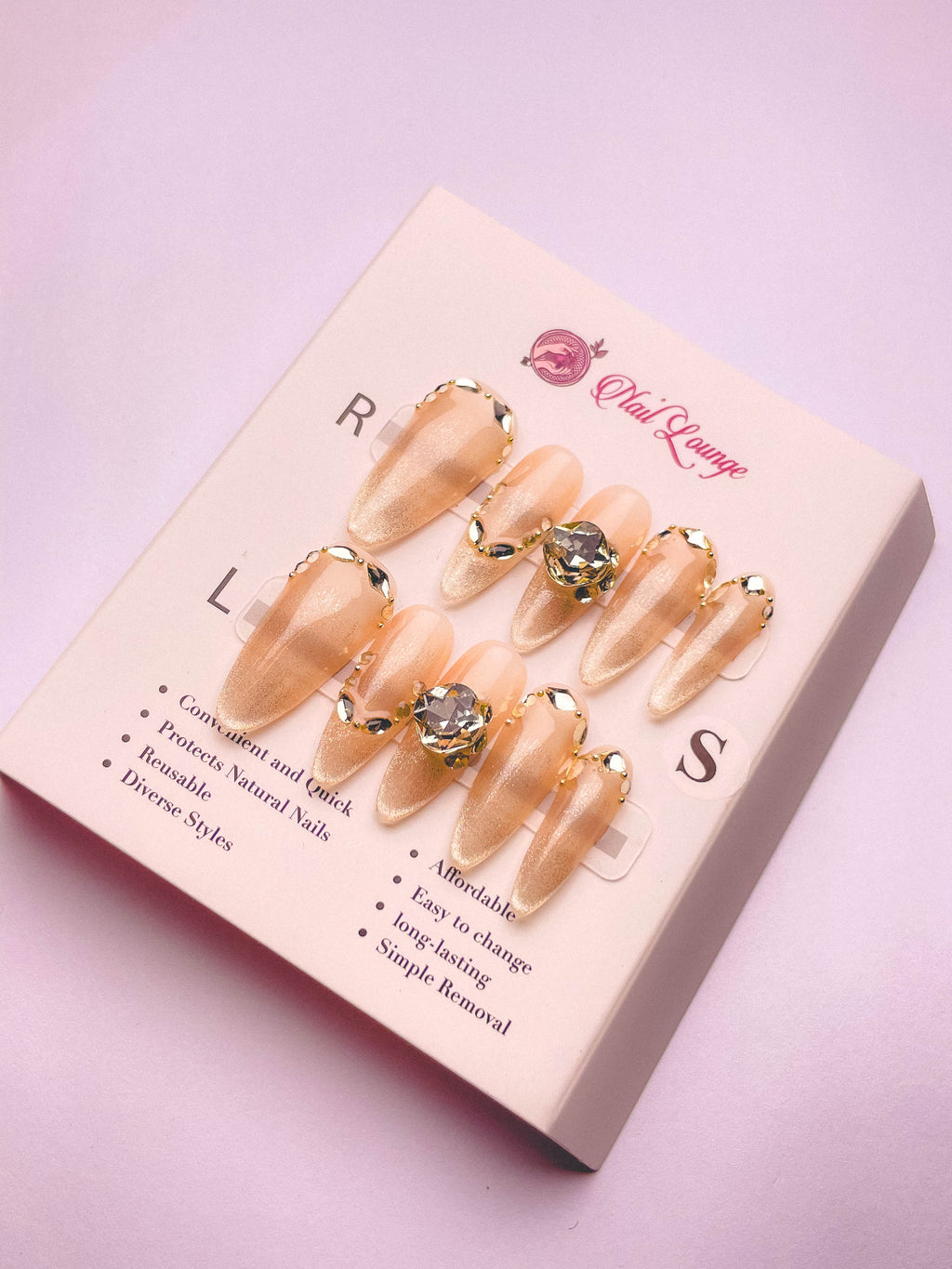 Luxury Big Gem Press-On Acrylic Nails – Long Almond Shape
