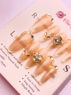 Luxury Big Gem Press-On Acrylic Nails – Long Almond Shape