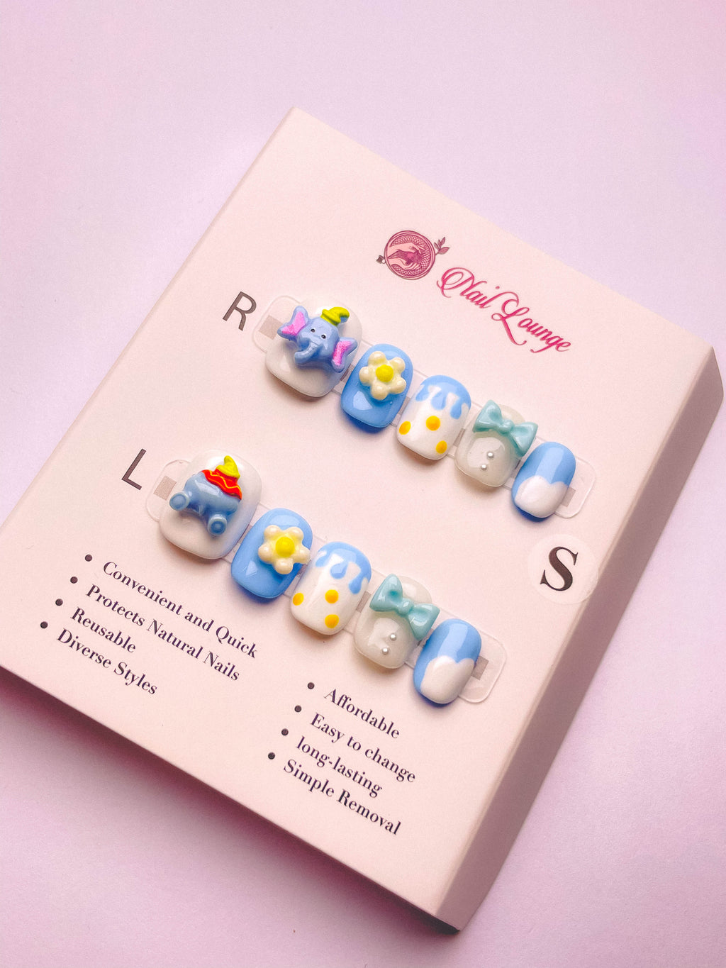 Dumbo Press-On Acrylic Nails – Short Round Shape