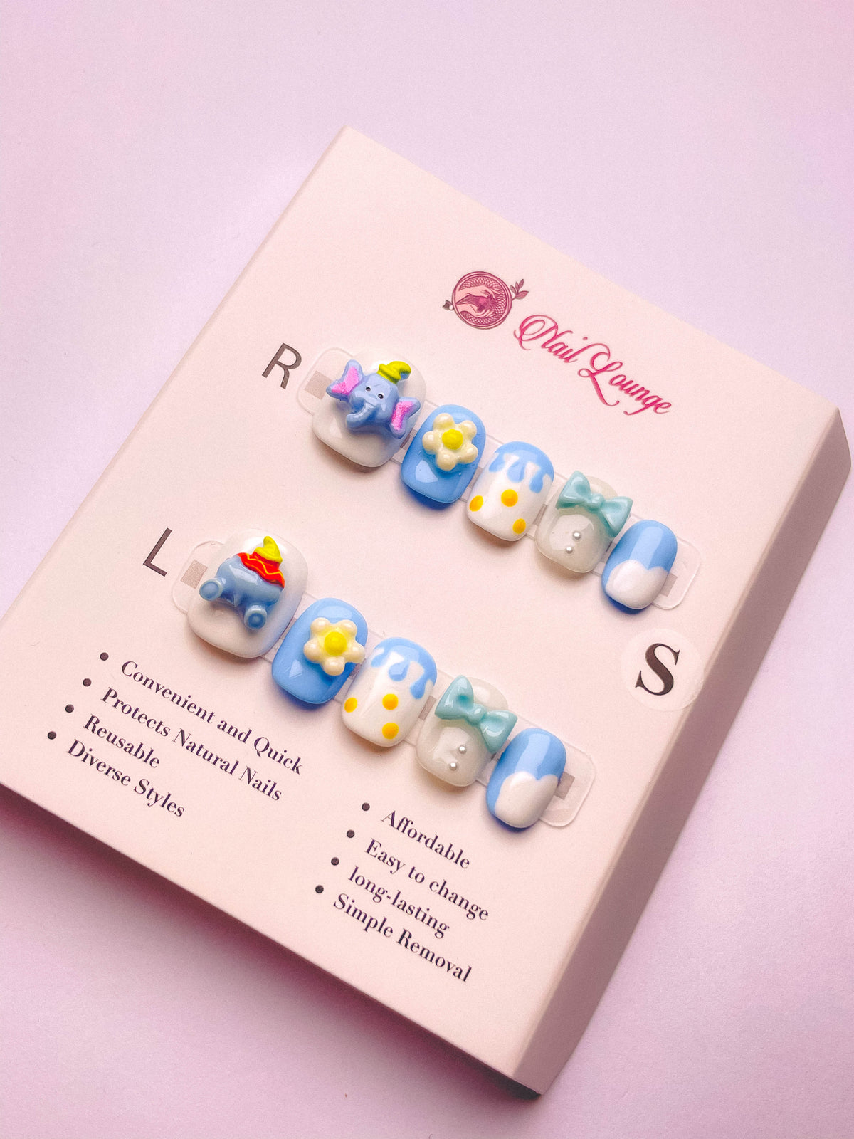 Dumbo Press-On Acrylic Nails – Short Round Shape