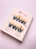 Kitty French Tip Press-On Acrylic Nails – Medium Coffin Shape