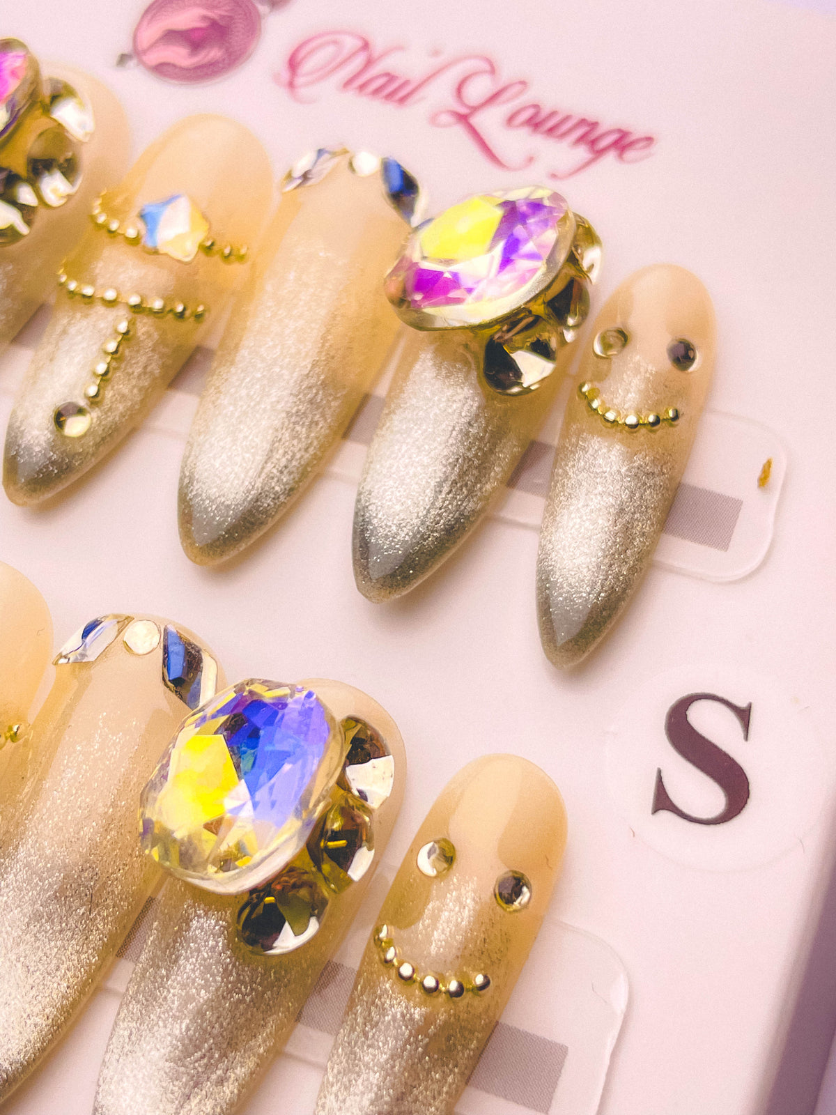 Sparkling Luxe Press-On Acrylic Nails – Long Pointed Round Shape