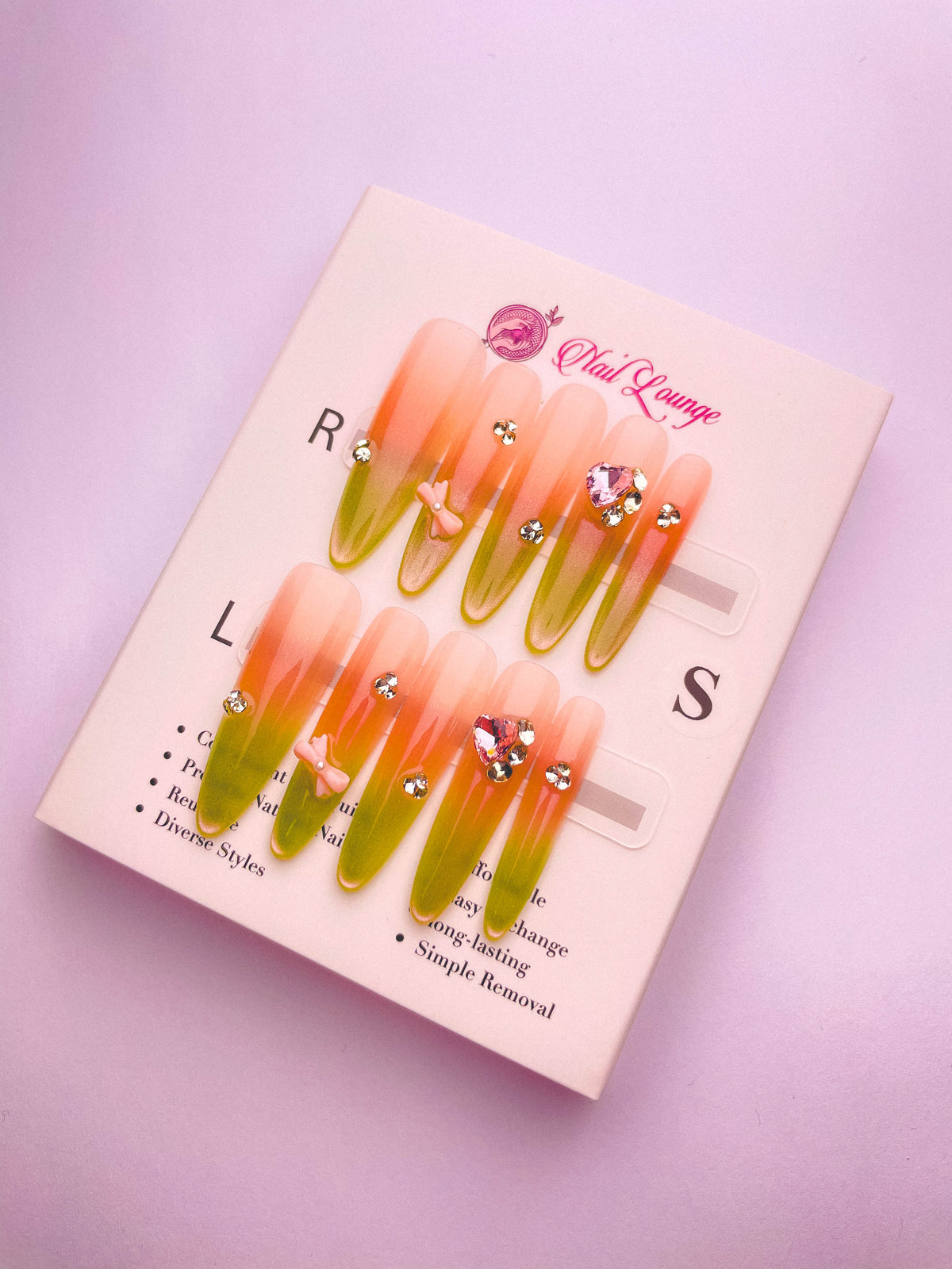 Cream Guava Press-On Acrylic Nails – Thin Stiletto Shape