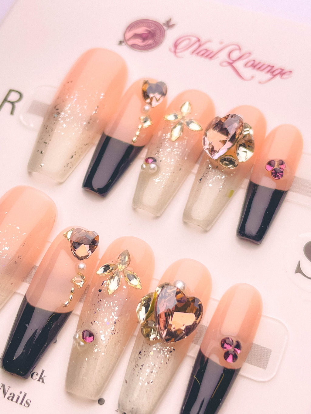 Lace Dream Press-On Acrylic Nails – Long Coffin Shape