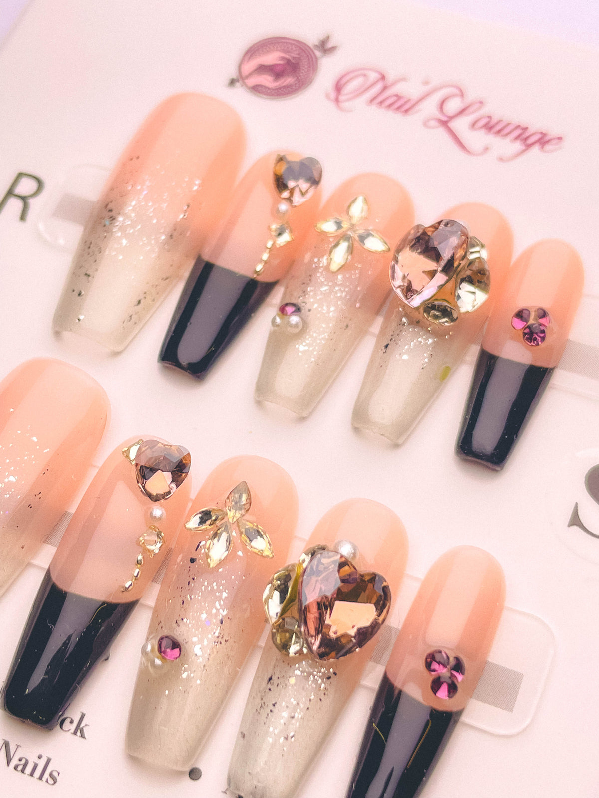 Lace Dream Press-On Acrylic Nails – Long Coffin Shape