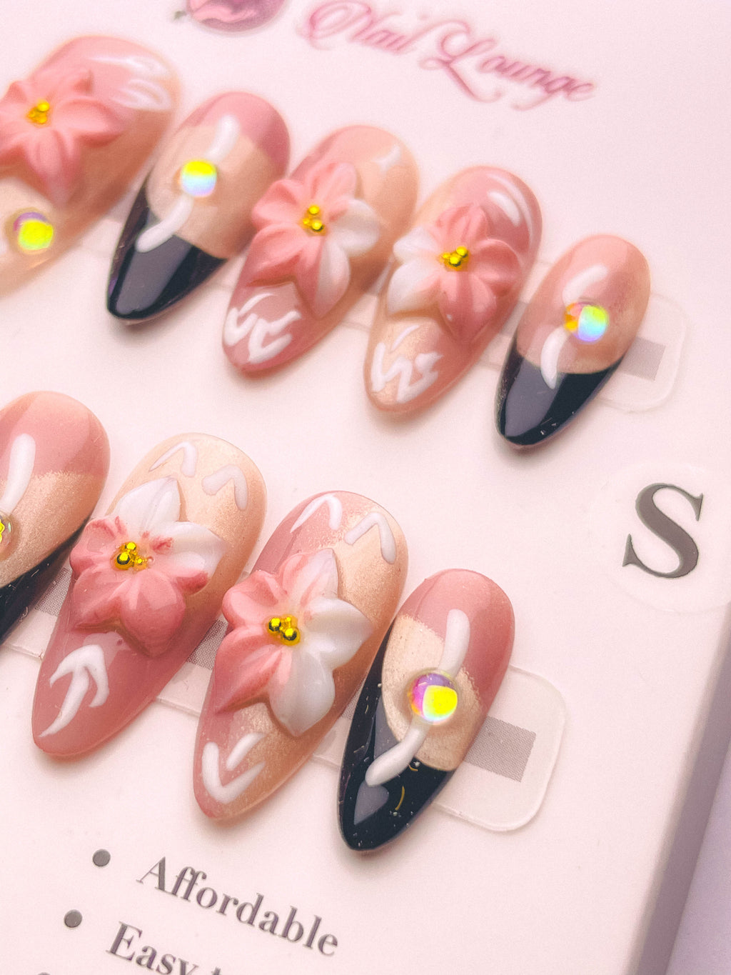 Peach Blossoms Press-On Acrylic Nails – Almond Shape