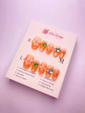 Blooming Color Crystal Press-On Acrylic Nails – Short Oval Shape