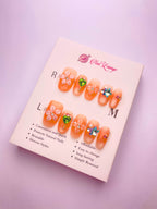 Blooming Color Crystal Press-On Acrylic Nails – Short Oval Shape