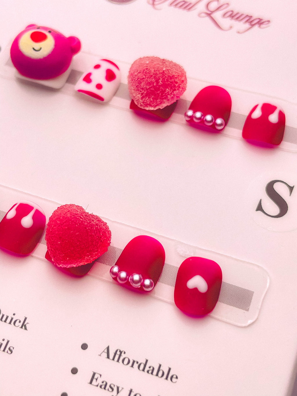 Strawberry Bear Kids' Press-On Acrylic Nails