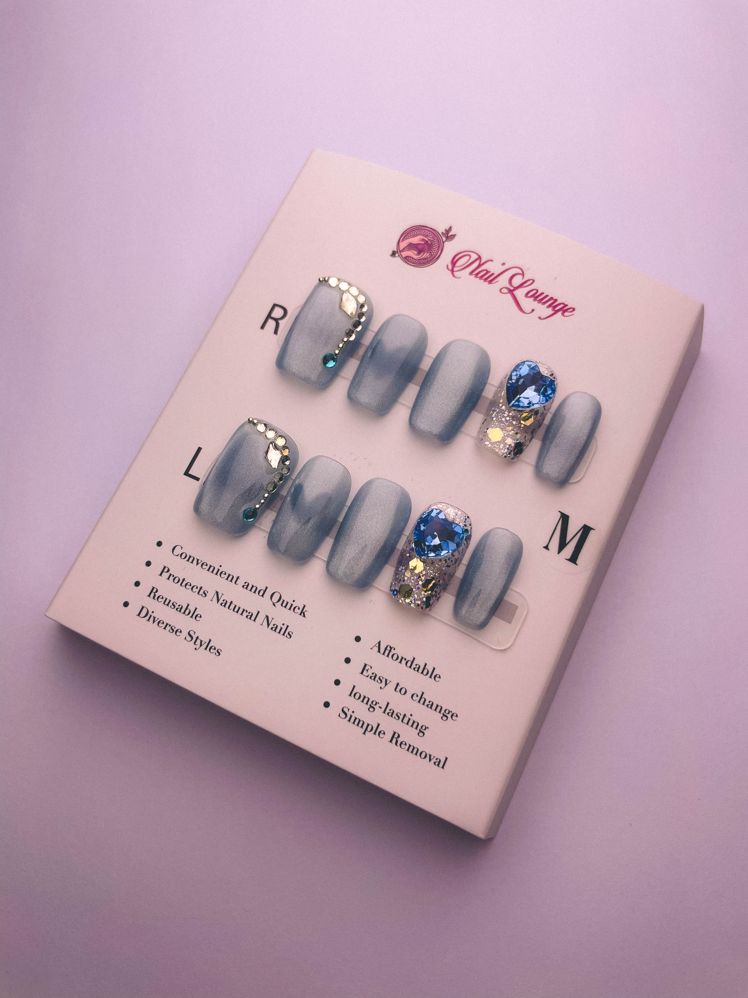 Glacier Love Press-On Acrylic Nails – Short Oval Shape