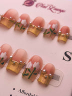 Icy Crystal Tulip Press-On Acrylic Nails – XS Coffin Shape