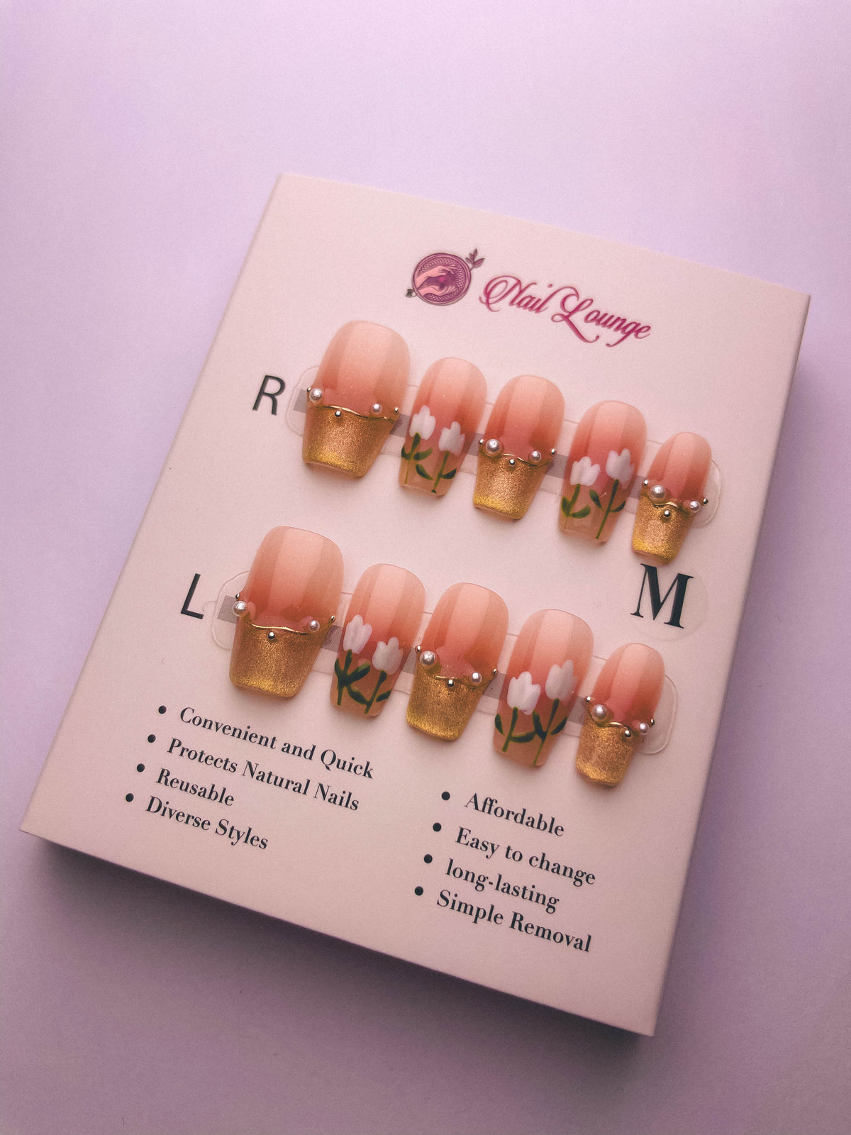 Icy Crystal Tulip Press-On Acrylic Nails – Short Coffin Shape