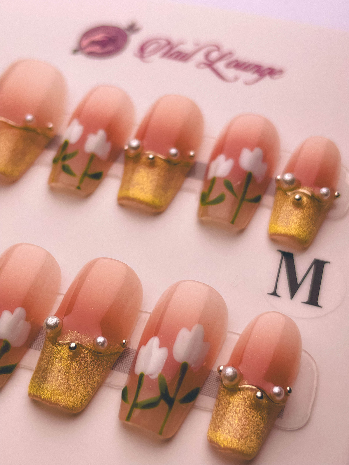 Icy Crystal Tulip Press-On Acrylic Nails – Short Coffin Shape