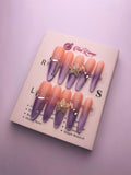 Pink Fantasy Flower Gem Press-On Acrylic Nails – Thin Stiletto Shape