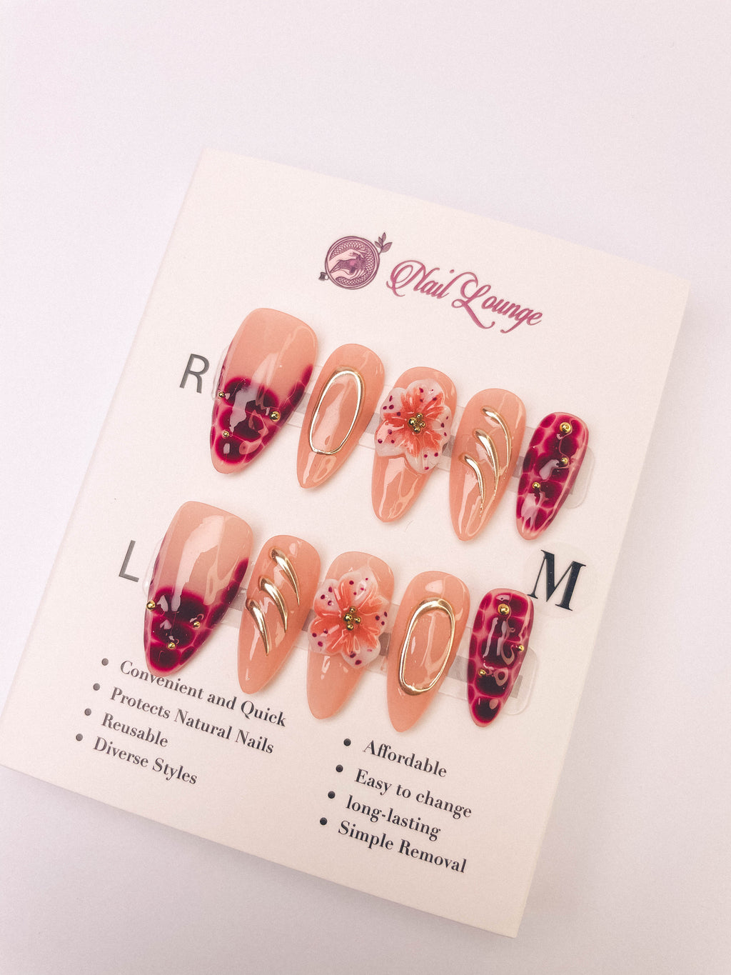 Devil Flower Press-On Acrylic Nails – Almond Shape