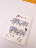 Sea Salt Coconut Jelly Press-On Acrylic Nails – Medium Coffin Shape