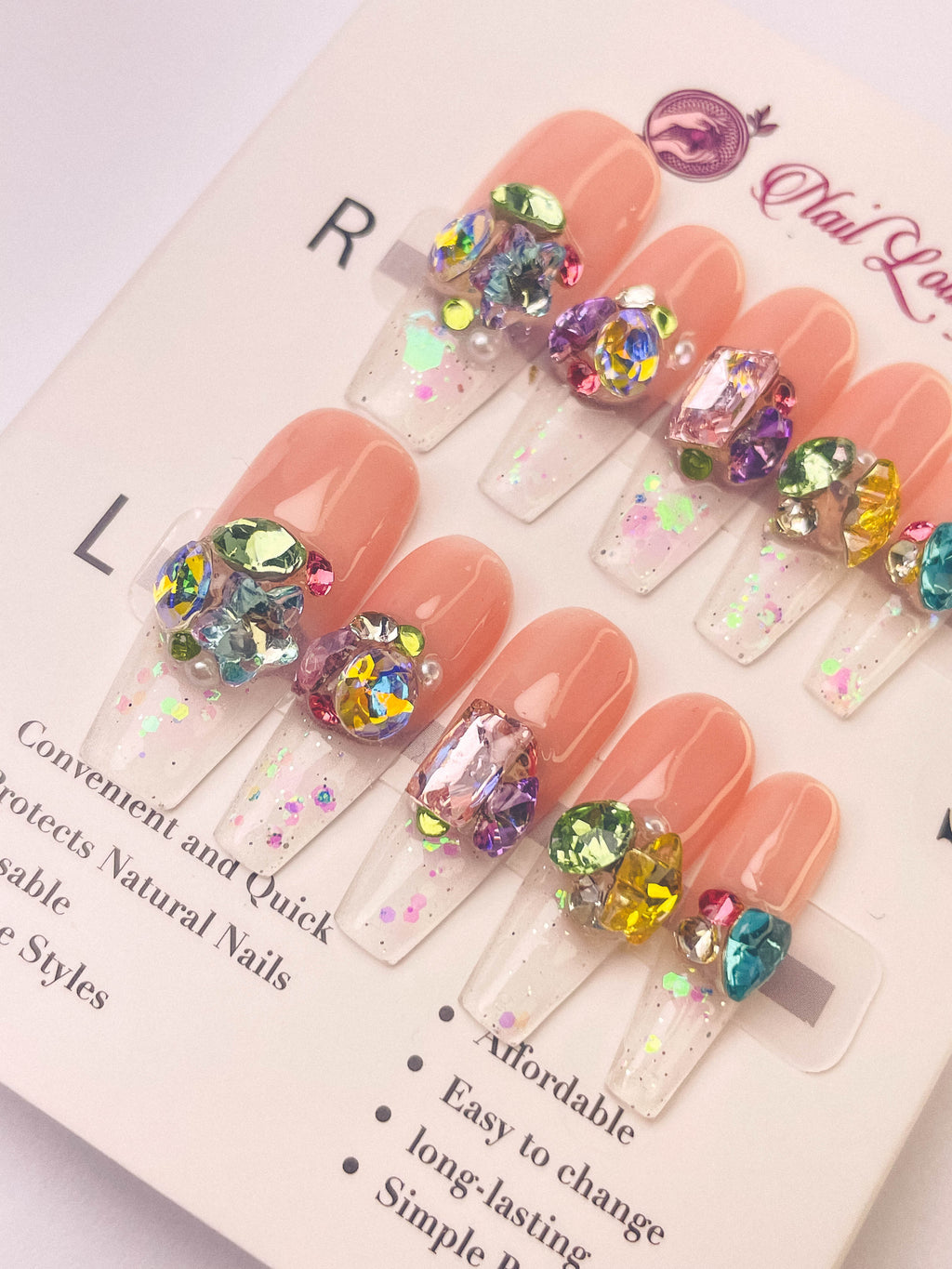 Candy Soda Press-On Acrylic Nails – XL Coffin Shape
