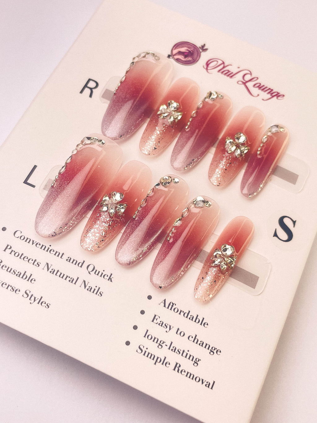 Iced Bayberry Press-On Acrylic Nails – Long Oval Shape