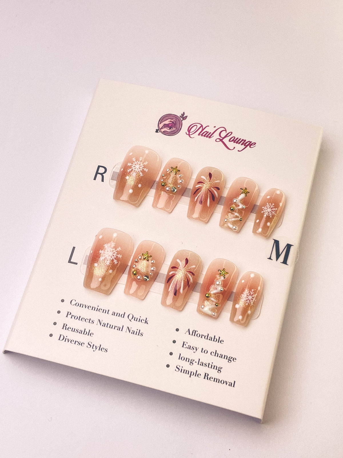 Christmas Fireworks Press-On Acrylic Nails – Short Coffin Shape