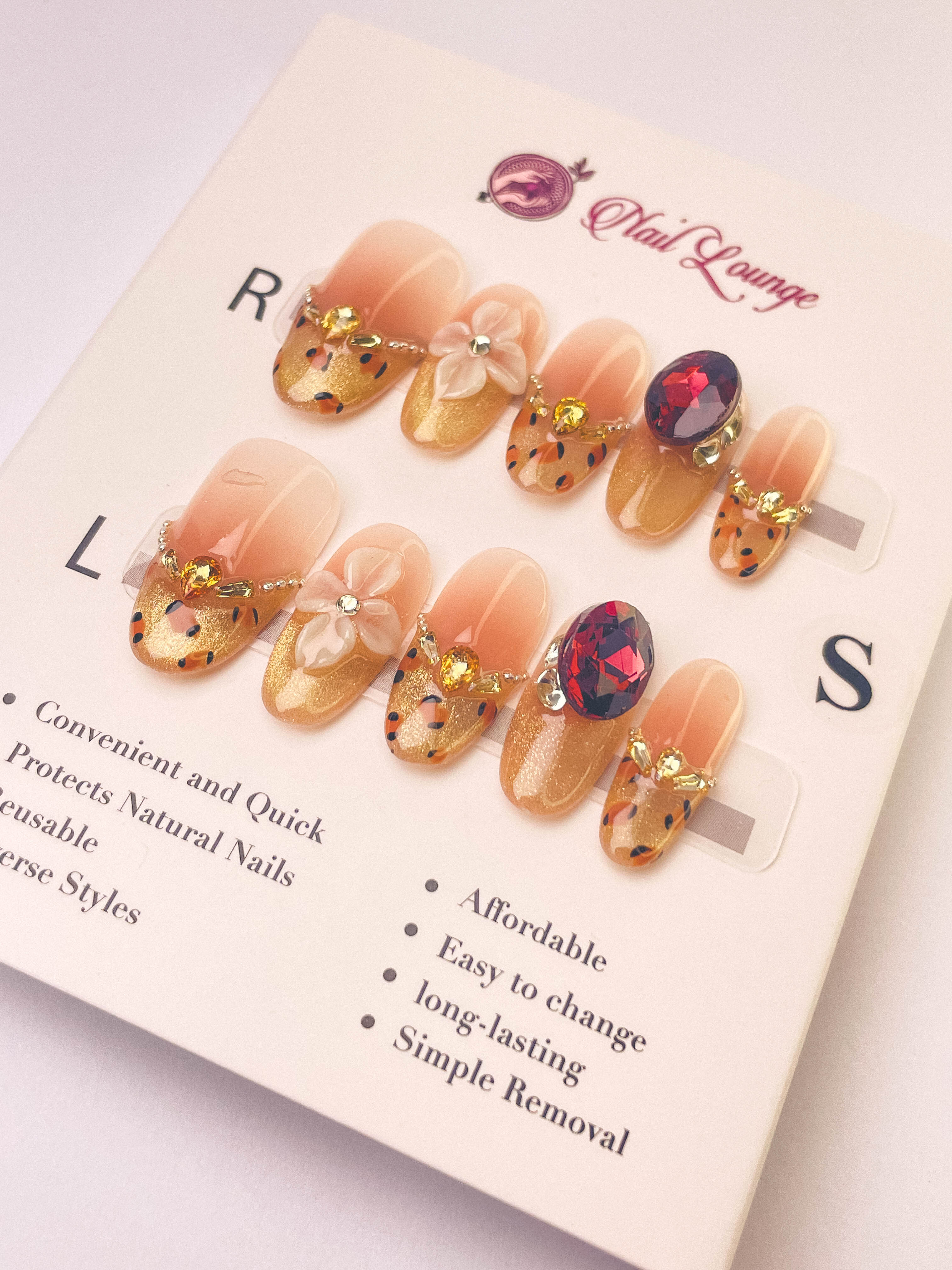 Autumn Amber Press-On Acrylic Nails – Medium Oval Shape