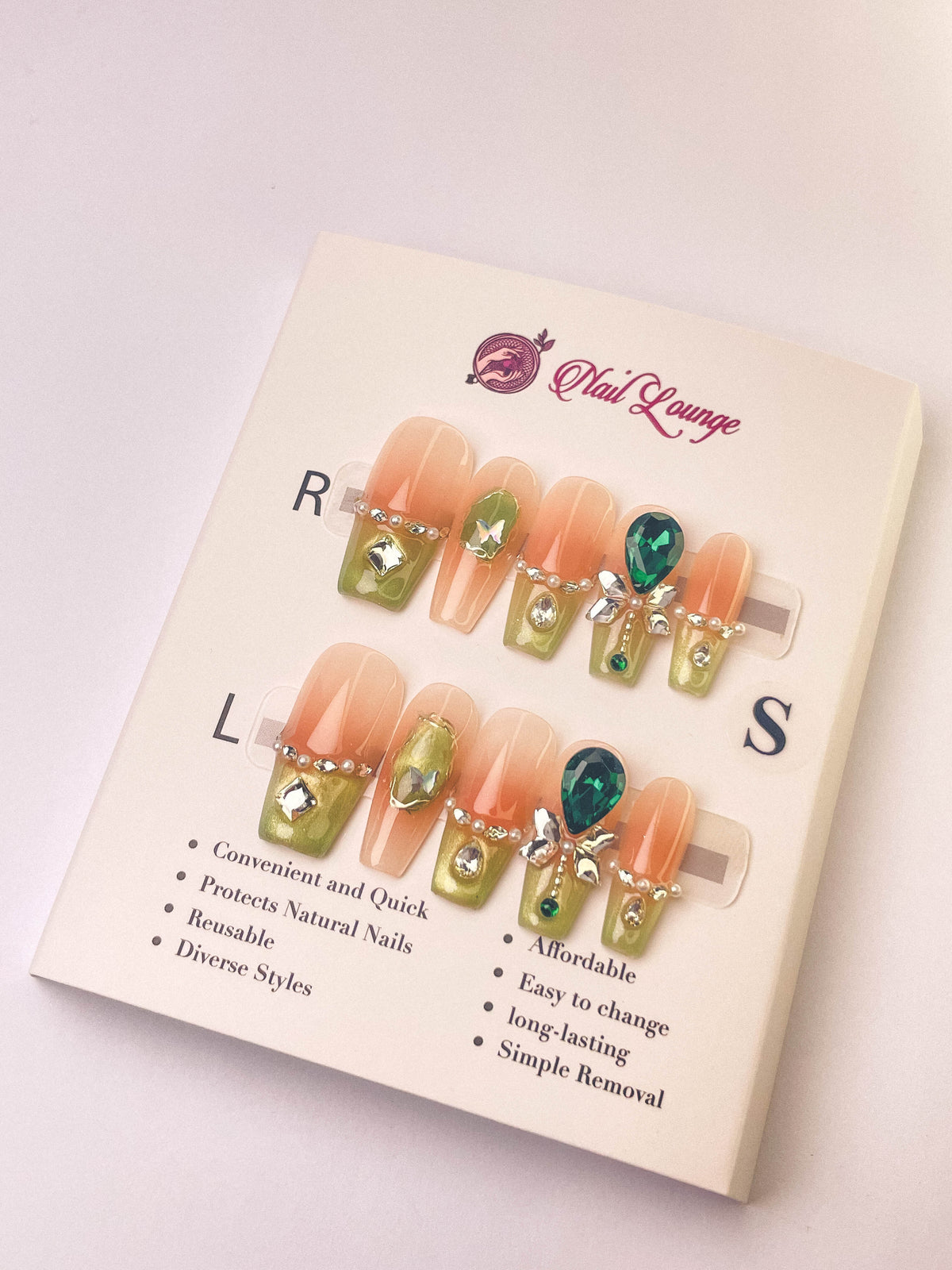 Jade Gold Blush Press-On Acrylic Nails – Medium Coffin Shape